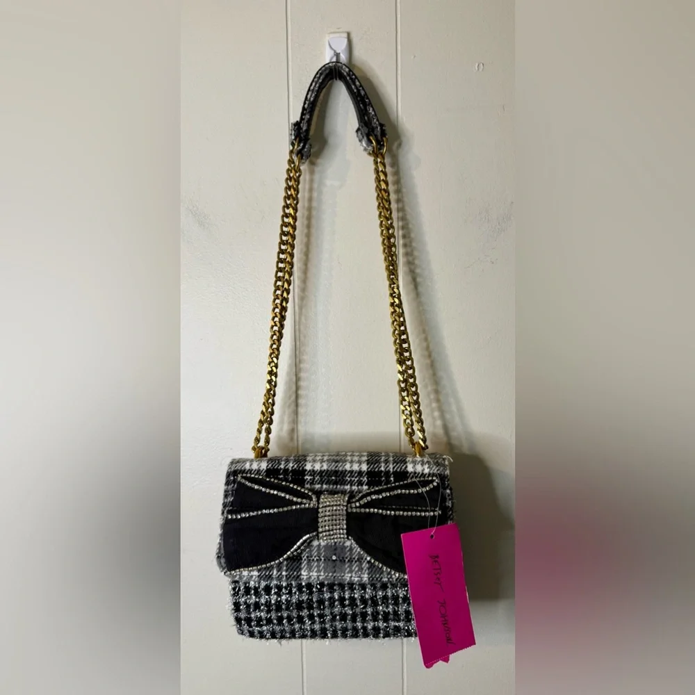 Betsey Johnson NWT Women's Mad About Plaid Convertible Bag - Picture 12 of 13